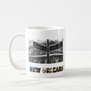 Den New Orleans Louisiana Bourbon gatan reser foto Kaffemugg