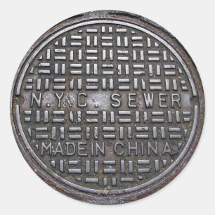 Den New York City avkloppet täcker, & asfalt Runt Klistermärke