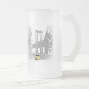 Den New York City Nyc gulttaxin Brooklyn Frostat Ölglas