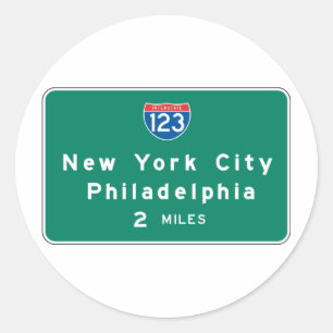 Den New York Philadelphia huvudvägen undertecknar Runt Klistermärke