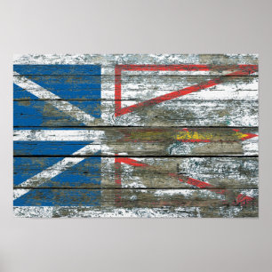 Den Newfoundland flagga på grovt trä stiger ombord Poster