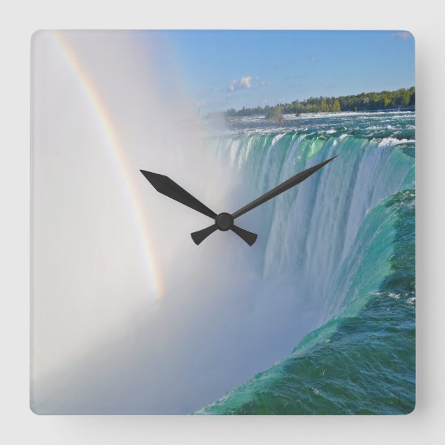 Den Niagara Falls hästskonedgångar & regnbågen tar Fyrkantig Klocka (Framsida)
