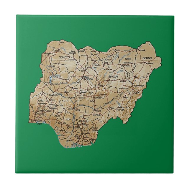 Den Nigeria kartan belägger med tegel Kakelplatta (Framsidan)