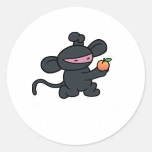 Den Ninja apan stjäler persikan Runt Klistermärke