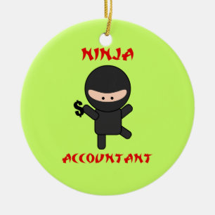 Den Ninja revisorn med dollaren undertecknar Julgransprydnad Keramik