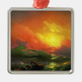 Den nionde vågen (Stormy Sea with Red Sunset) Julgransprydnad Metall