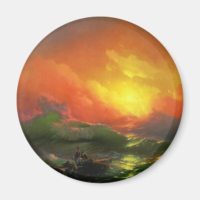Den nionde vågen (Stormy Sea with Red Sunset) Magnet (Framsidan)