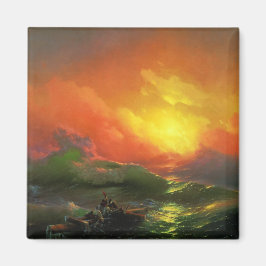 Den nionde vågen (Stormy Sea with Red Sunset) Magnet