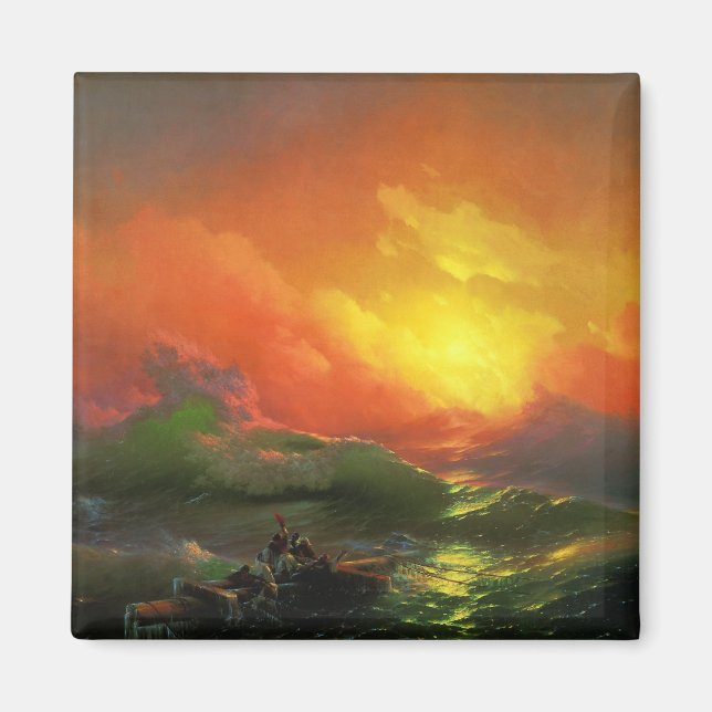 Den nionde vågen (Stormy Sea with Red Sunset) Magnet (Framsidan)