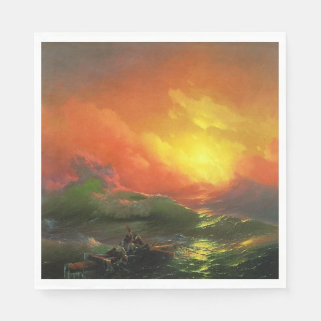 Den nionde vågen (Stormy Sea with Red Sunset) Pappersservett (Framsidan)
