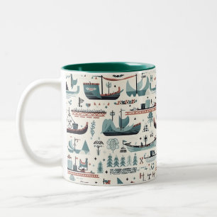 Den nordiska inspirerade Frakten temat Keramic mug Två-Tonad Mugg