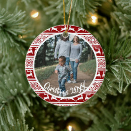 Den nordiska julfamiljen Scandinavian Reindeer Julgransprydnad Keramik