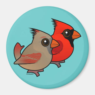 Den nordliga kardinalen parar magnet