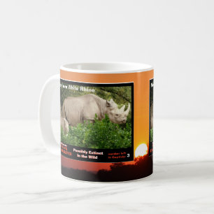 Den nordliga vitnoshörningen är hotade arter - kaffemugg