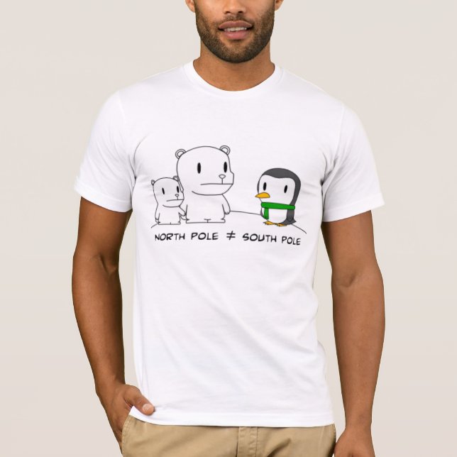 Den norr och södra Polen (svart bokstäver) Tee Shirt (Framsida)