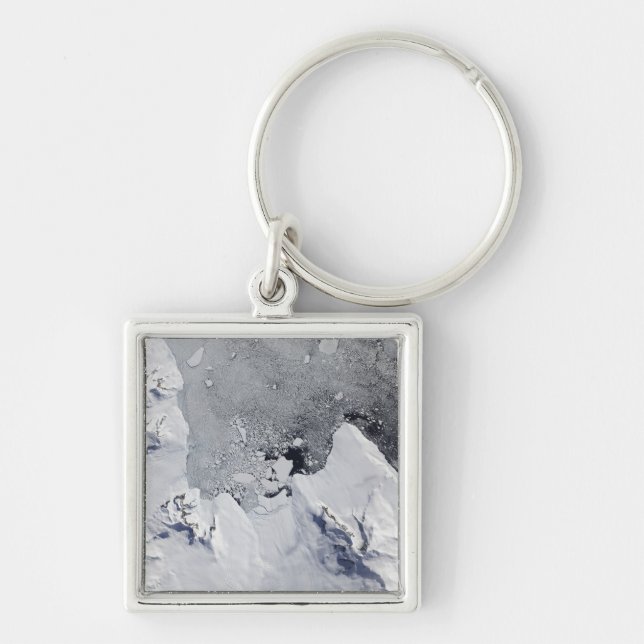 Den norra kanten av Alexander Island Fyrkantig Silverfärgad Nyckelring (Framsidan)