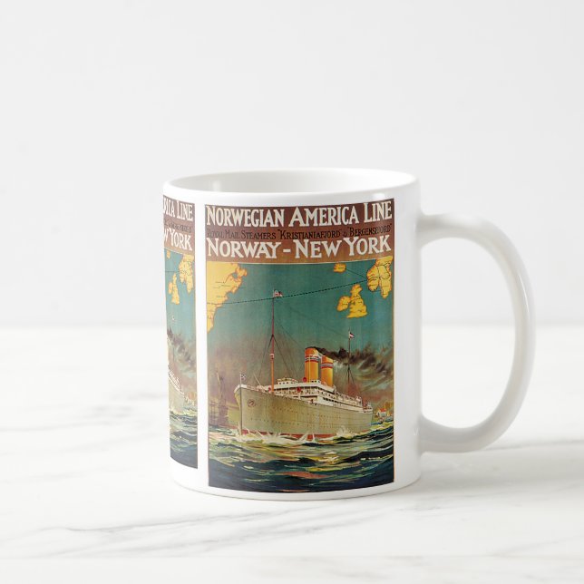 Den norska amerikanen fodrar kaffemugg (Höger)