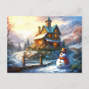 Den nostalgiska julen Snögubbe Vintage Inbjudan Vykort