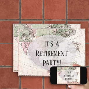 Den nostalgiska Vintagen Karta i Amerika Pension P Inbjudningar