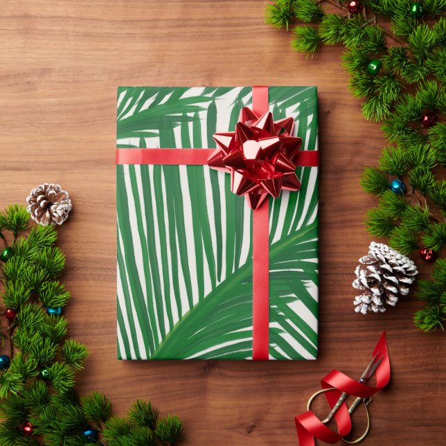 Den nutida Grönten Handflatan Löv Tropiska Mönster Presentpapper (Julgåva)