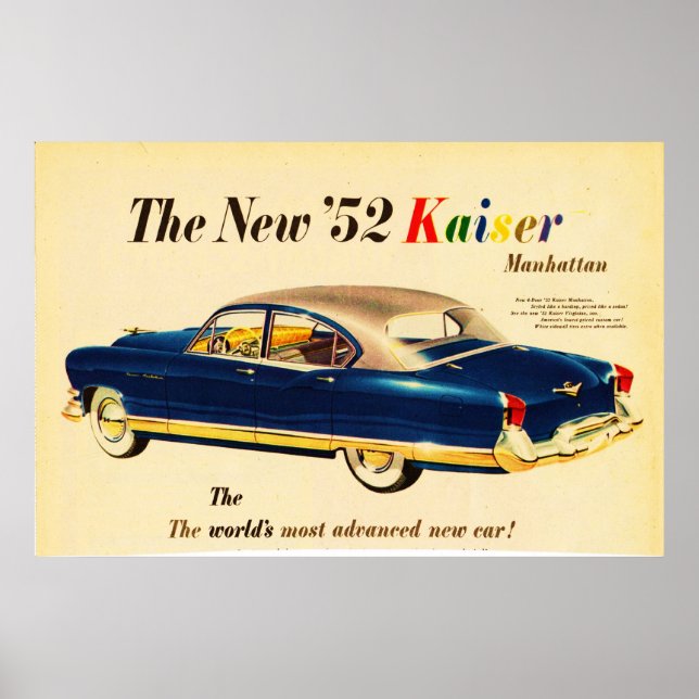 Den nya "52 Kaiser Car 3 Poster (Framsidan)