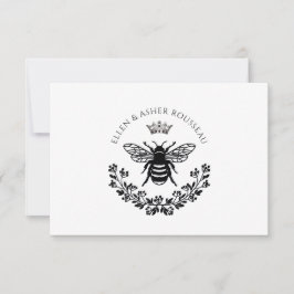 Den nya Blommigten Couple Bee Namn Bröllop Logotyp Anteckningskort