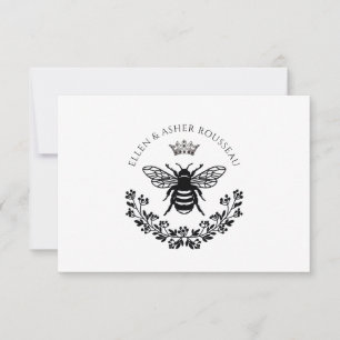 Den nya Blommigten Couple Bee Namn Bröllop Logotyp Anteckningskort