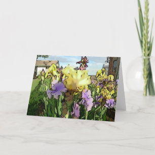 Den nya dagen arbeta i trädgården Notecard-Irisen Kort