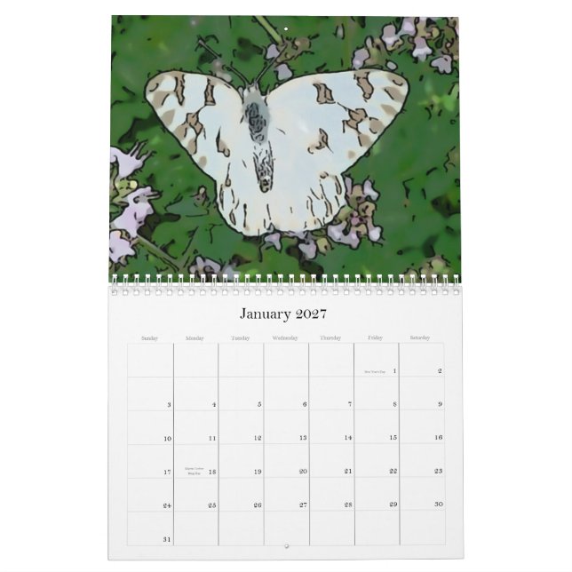 Den nya dagen arbeta i trädgården vattenfärgstil kalender (Jan 2027)