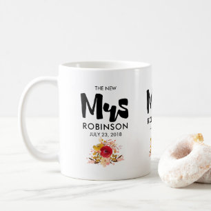 Den nya fru - Typografi med Cute Flowers Kaffemugg
