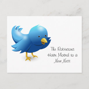 Den nya gulliga fågeln bygga bo meddelande vykort