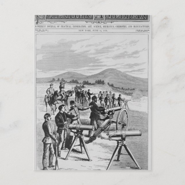 Den nya modellen Gatling Gun Vykort (Framsida)