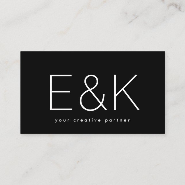 Den nya, moderna, svarta, stora monogrammen i Smal Visitkort (Framsida)