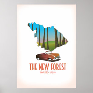 Den nya skogen Hampshire England karta Poster