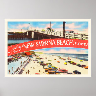 Den nya Smyrna stranden gammala Florida FL reser Poster