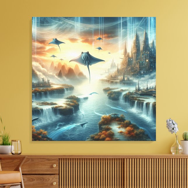 Den nya världsbilden Fantasy Art Canvastryck (Insitu (Vardagsrum))