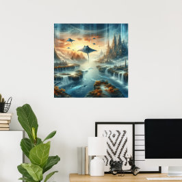 Den nya världsbilden Fantasy Art Poster