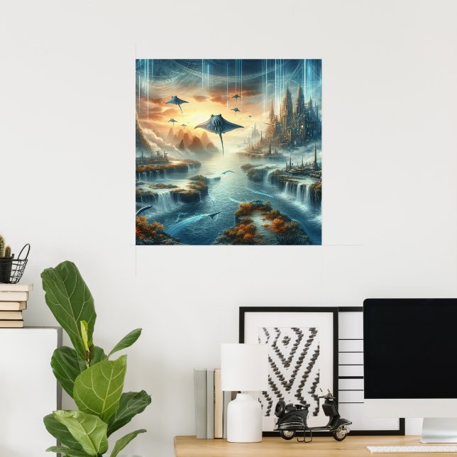 Den nya världsbilden Fantasy Art Poster (Hemmakontoret)