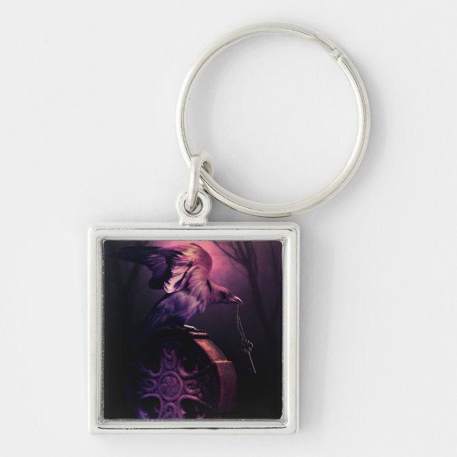 Den nyckel- vårdaren Keychain Fyrkantig Silverfärgad Nyckelring (Framsidan)