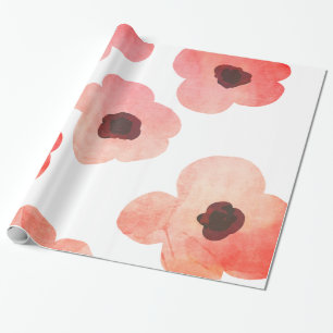 Den nyckfulla korallvattenfärgen blommar modernt presentpapper