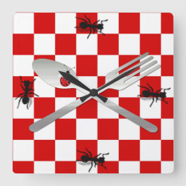 Den nyckfulla picknickkökväggen tar tid på fyrkantig klocka