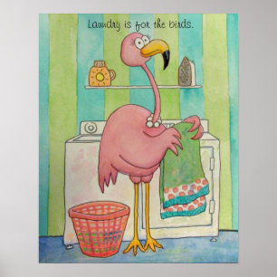Den nyckfulla rosa flamingoen gör den gulliga poster