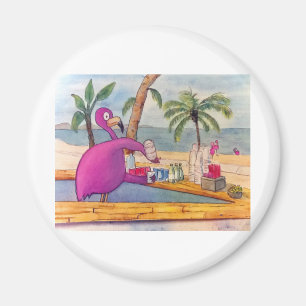 Den nyckfulla rosa flamingoen häller magnet