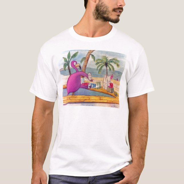 Den nyckfulla rosa flamingoen häller tee shirt (Framsida)