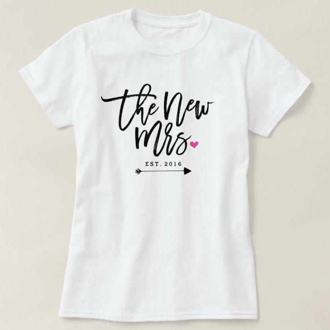 Den nye fru Est. Ditt Bröllop-år T-shirt (Design framsida)