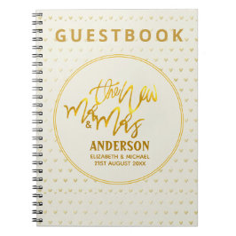Den nye herr och fru (namn, datum) Bröllop Guld He Anteckningsbok