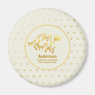 Den nye herr och fru (namn, datum) Bröllop Guld He Magnet