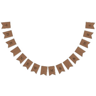 Den nye herr och fru Rustic Kraft Bröllop Vimplar