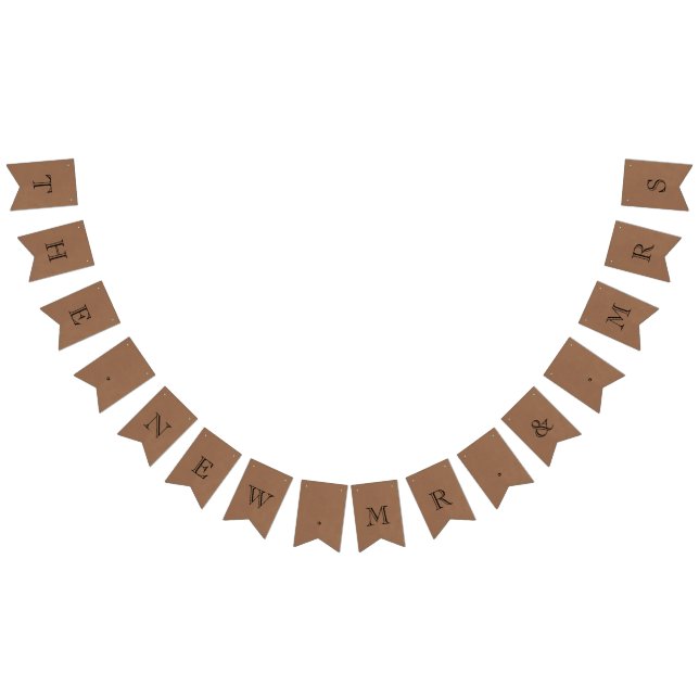 Den nye herr och fru Rustic Kraft Bröllop Vimplar (Alla)