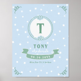 Den nyfödda pojken personlig baby keepsakes monogr poster